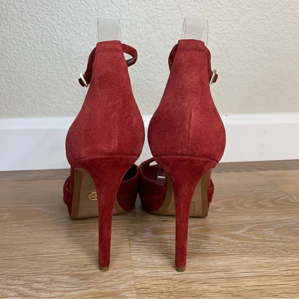 Michael Kors Bright Red Tiegan Platform Sandals, Size 8